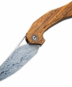 CIVIVI Knives CIVIVI Plethiros C904DS-2, 3.5" Damascus Satin Plain Blade, Golden Sandalwood Handles