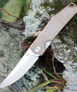 GiantMouse ACE Clyde - Natural Micarta with Brass (3" Elmax SW)