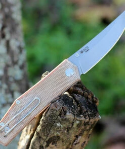 GiantMouse ACE Clyde - Natural Micarta with Brass (3" Elmax SW) -Buck Knives Sales CLYDE NAT MICARTA 14378.1638463850