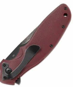 CRKT Shenanigan Spring Assisted Flipper K800RKP, 3.35" 1.4116 Stainless Steel Black Stonewashed Plain Blade, Maroon GRN Handles -Buck Knives Sales CRK800RKPnb 99805.1619620167
