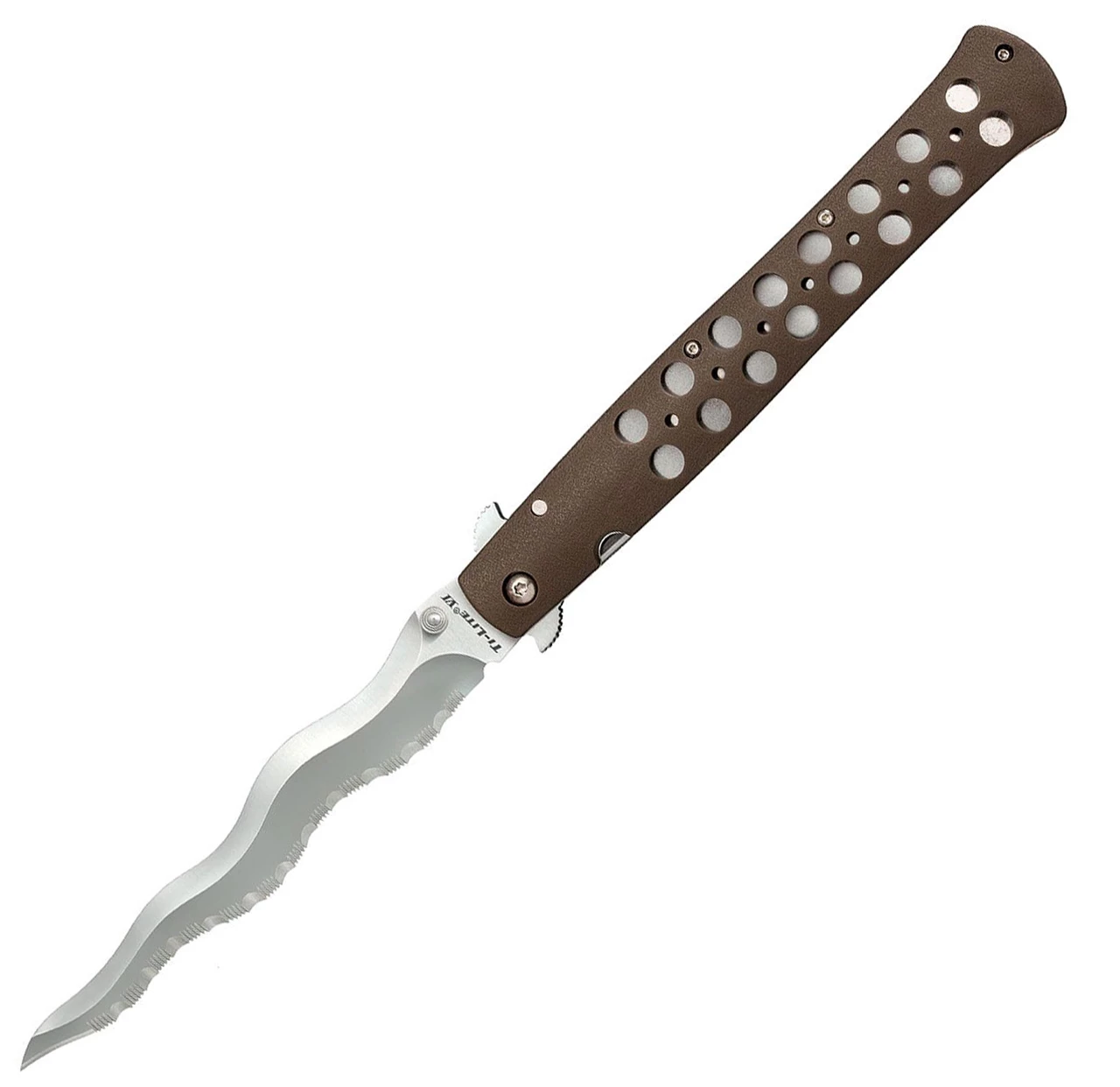 Cold Steel 6" Kris Ti-Lite Folding Knife 26SXK6S, 6" AUS-10A Satin Serrated Blade, Flat Dark Earth Zytel Handle 1 Cold Steel 6" Kris Ti-Lite Folding Knife 26SXK6S, 6" AUS-10A Satin Serrated Blade, Flat Dark Earth Zytel Handle