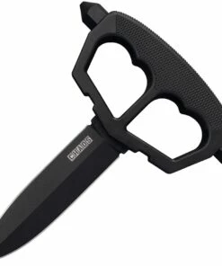 Cold Steel Chaos 80NT3, 5" SK-5 Carbon Steel Black Plain Blade, Black Griv-Ex with Kray-Ex Overmold Handles