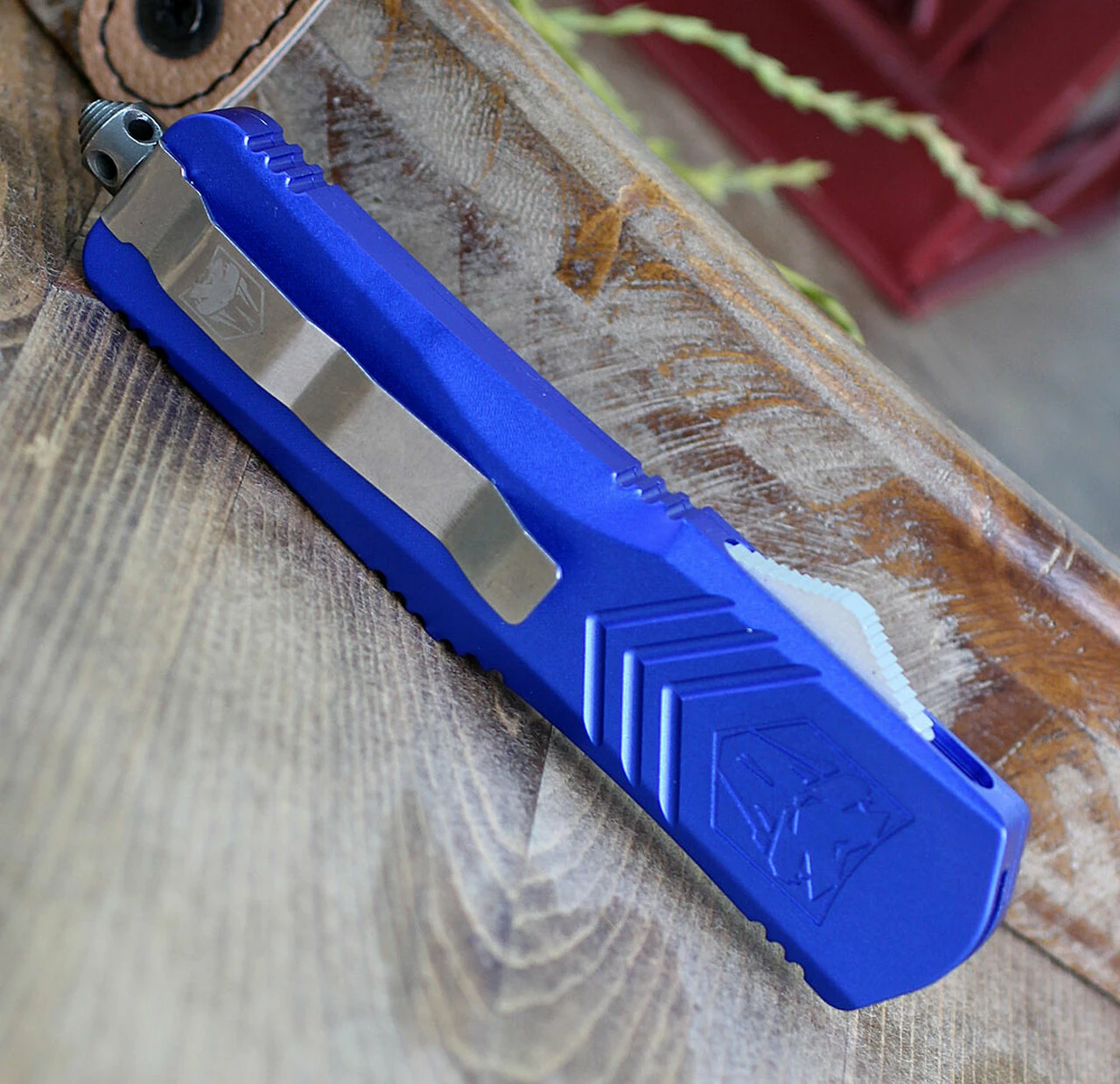 CobraTec Blue FS-X OTF Knife CTKLBLUFS-XLTNS, 3.75" D2 Steel Tanto Plain Blade, Blue Aluminum Handle 4 CobraTec Blue FS-X OTF Knife CTKLBLUFS-XLTNS, 3.75" D2 Steel Tanto Plain Blade, Blue Aluminum Handle - Image 4