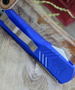 CobraTec Blue FS-X OTF Knife CTKLBLUFS-XLDAG1SS, 3.75" D2 Steel Dagger Serrated Blade, Blue Aluminum Handle -Buck Knives Sales CTKLBLUFSX 79116.1583333732