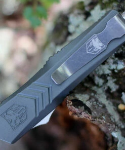 CobraTec Gray FS-X OTF Knife CTKSGRYFS-XSDNS, 2.75" D2 Steel Drop Point Blade, Gray Aluminum Handle -Buck Knives Sales CTKSGYFS XSDNS.3 89835.1602619853