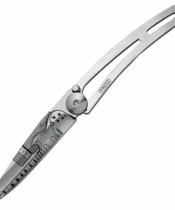 Deejo Knives Deejo 15g Tattoo Rock n Roll DEE7AK003, 2" Z40C13 Plain Blade, Stainless Handle