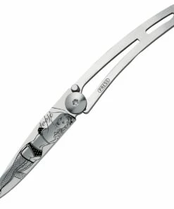 Deejo Knives Deejo 15g Tattoo Pin Up DEE7AK004, 2" Z40C13 Plain Blade, Stainless Handle