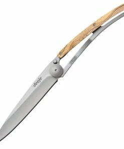 Deejo Knives Deejo 27g Olive Wood DEE9CB001, 3" Z40C13 Satin Plain Blade, Olive WoodHandle