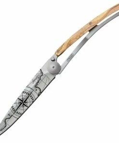 Deejo Knives Deejo 27g Tattoo Terra DEE9CB103, 3" Z40C13 Satin Plain Blade, Olive Wood Handle