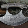 Damascus Blade Knife Ulu, DM-1111SG, 4.5" Damascus Steel Ulu Blade, Stag Bone Handle