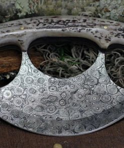 Damascus Blade Knife Ulu, DM-1111SG, 4.5" Damascus Steel Ulu Blade, Stag Bone Handle