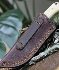 Damascus Blade Knife Damascus Short Skinner White Bone, 3" Damacus Blade, White Bone Handle, Leather sheath -Buck Knives Sales DM1193BO.3 44924.1618324281