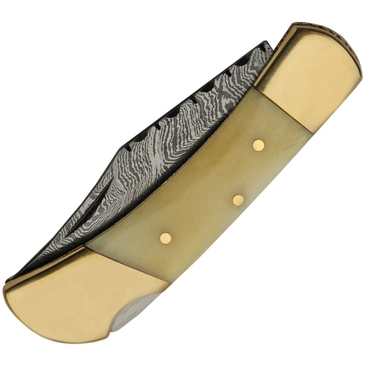 Damascus Blade Knife Damascus Blades Lockback - Natural Bone (3" Damascus) DM-1257BO 2 Damascus Blade Knife Damascus Blades Lockback - Natural Bone (3" Damascus) DM-1257BO - Image 2