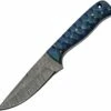Damascus Blade Knife Damascus Blades Exotic Hunter - Blue Wood (4" Damascus) 1290