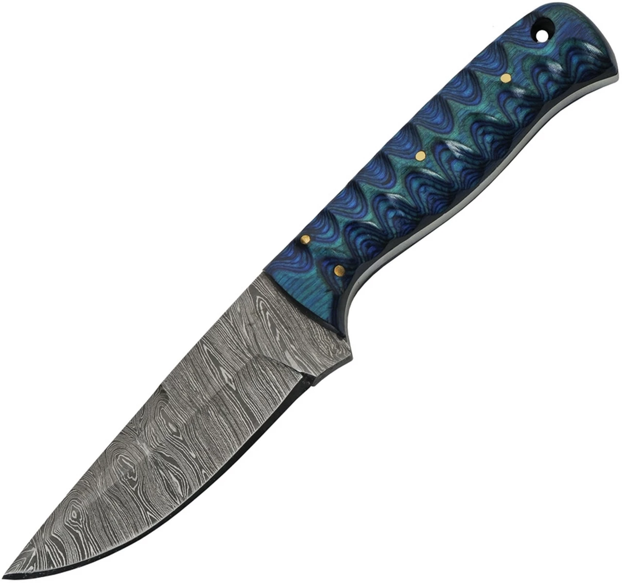 Damascus Blade Knife Damascus Blades Exotic Hunter - Blue Wood (4" Damascus) 1290 1 Damascus Blade Knife Damascus Blades Exotic Hunter - Blue Wood (4" Damascus) 1290