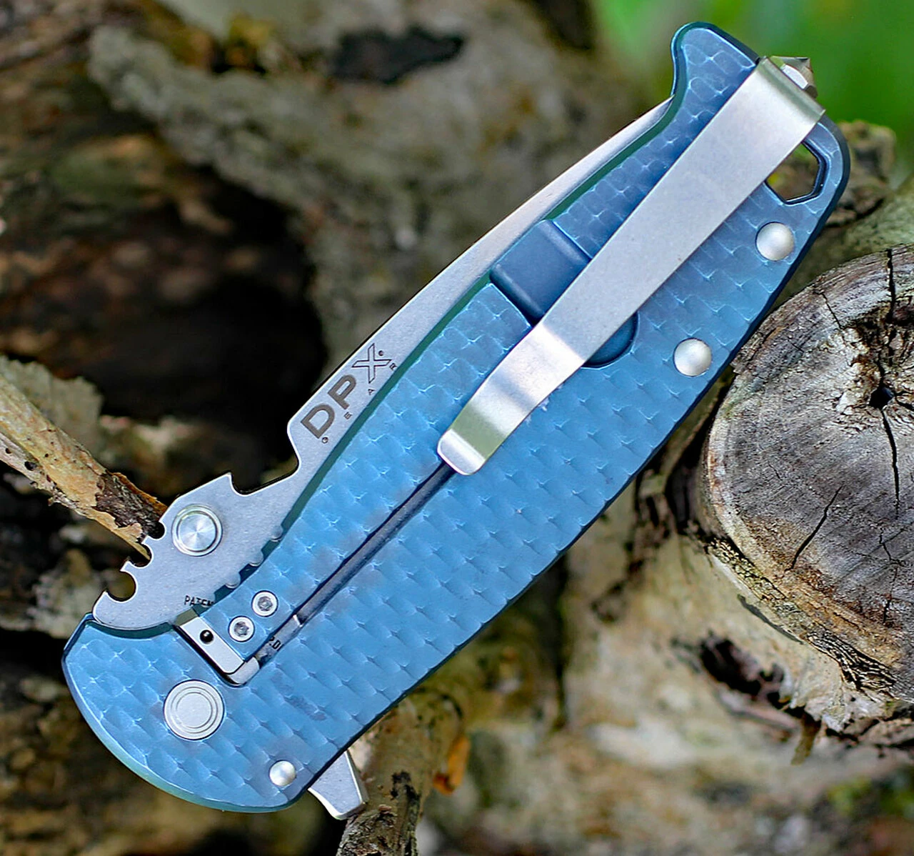 DPx Gear H.E.S.T/F 3.0 3D Ti Flipper DPXHSF010, 3.15" M390 Stonewash Plain Blade, 3D Blue Tianium Handle 5 DPx Gear H.E.S.T/F 3.0 3D Ti Flipper DPXHSF010, 3.15" M390 Stonewash Plain Blade, 3D Blue Tianium Handle - Image 5