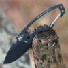 DPx Gear Heat Hiker 1095 DPHTX023, 2.4" 1095 Black Powder Coated Fixed Blade w/Aluminum Carabiner, Black Molded Sheath