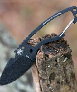 DPx Gear Heat Hiker 1095 DPHTX023, 2.4" 1095 Black Powder Coated Fixed Blade w/Aluminum Carabiner, Black Molded Sheath