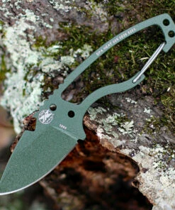 DPx Gear Heat Hiker 1095 DPHTX025, 2.4" 1095 OD Green Powder Coated Fixed Blade w/Aluminum Carabiner, Black Molded Sheath