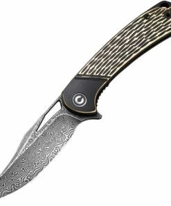 CIVIVI Knives CIVIVI Dogma Linerlock C2005DS-1, 3.46" Damascus Plain Blade, Black /Brass Handles