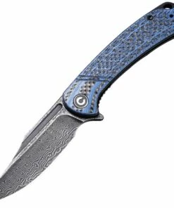 CIVIVI Knives CIVIVI Dogma Linerlock C2014DS-2, 3.46"" Damascus Steel Blade, Layered Blue G10 and Carbon Fiber Handles