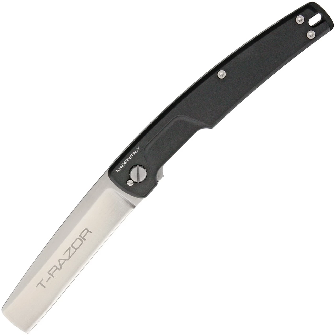 Extrema Ratio T-Razor Satin, 3.75" N690 Satin Cleaver Blade, Black Aluminum Handle 1 Extrema Ratio T-Razor Satin, 3.75" N690 Satin Cleaver Blade, Black Aluminum Handle