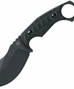 Fox Knives USA Monkey Thumper Fixed Blade FX633, 3.5" Niolox Black Stonewashed Plain Blade, Black Micarta Handle