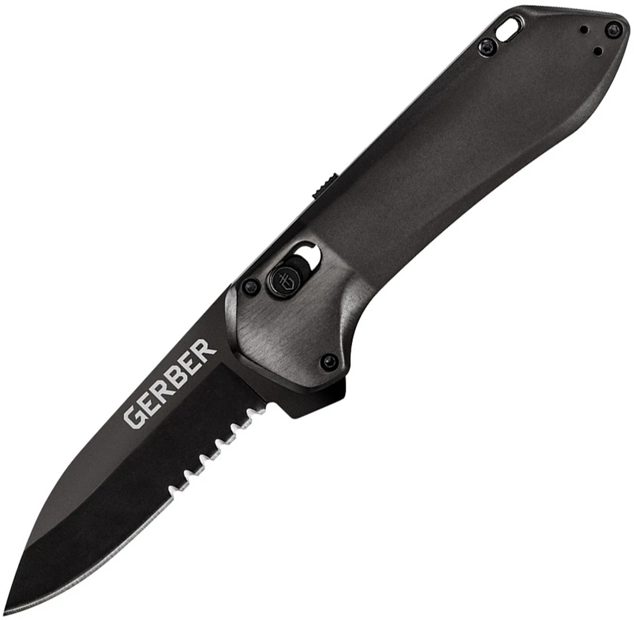 Gerber Highbrow Compact Pivot Lock A/O, 2.88" Black 7Cr17MoV Partially Serrated Blade, Aluminum Handle 1 Gerber Highbrow Compact Pivot Lock A/O, 2.88" Black 7Cr17MoV Partially Serrated Blade, Aluminum Handle