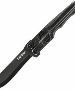 Gerber DoubleDown Folding Machete, 31-3001530N, 6.75" 420HC Black Recurve Blade, Black Handles