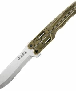 Gerber DoubleDown Folding Machete, 31-3001533N, 6.75" 420HC Stonewashed Recurve Blade, Green Handles