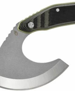 Gerber Downwind Ulu G1824, 3.42" 7Cr17MoV Stonewashed Blade, Black & Green G-10 Handles