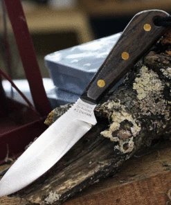 Grohmann Knives #3 Boat Knife R3S, 4" Satin Stainless Steel Fixed Blade, Rosewood Handle w/Brown Leather Sheath