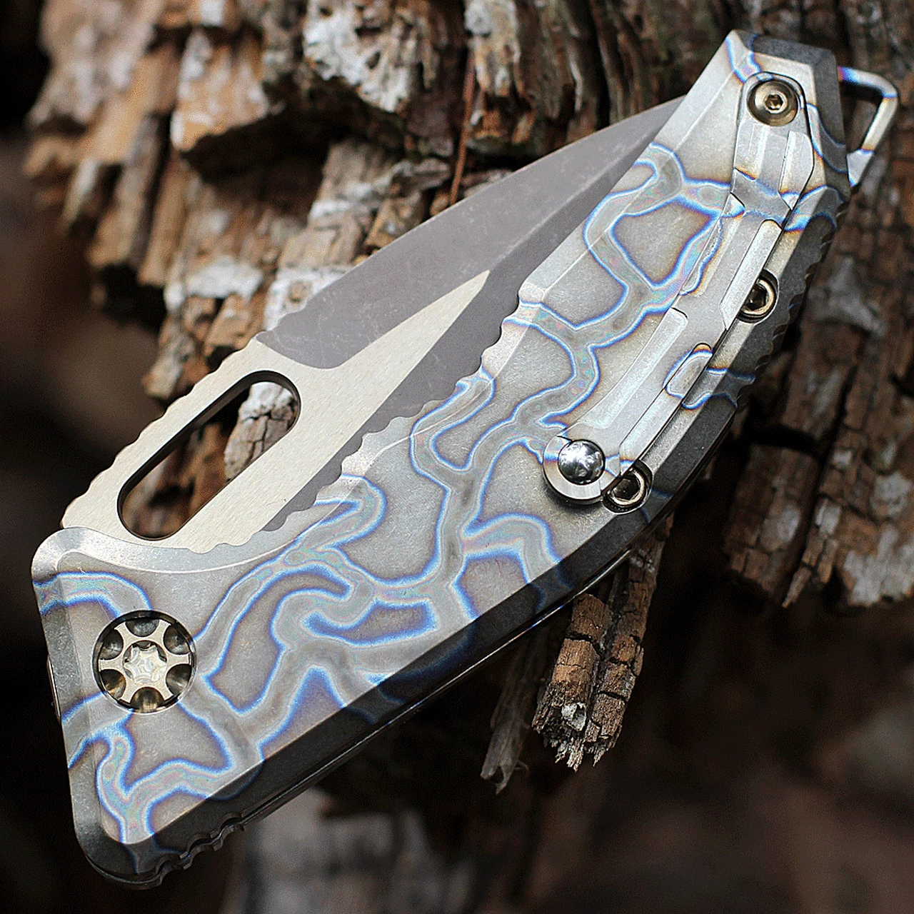 Heretic Knives Heretic Medusa Automatic - Flamed Ti (3" Elmax Tanto BW Bronze) H011-7A-FTi 4 Heretic Knives Heretic Medusa Automatic - Flamed Ti (3" Elmax Tanto BW Bronze) H011-7A-FTi - Image 4