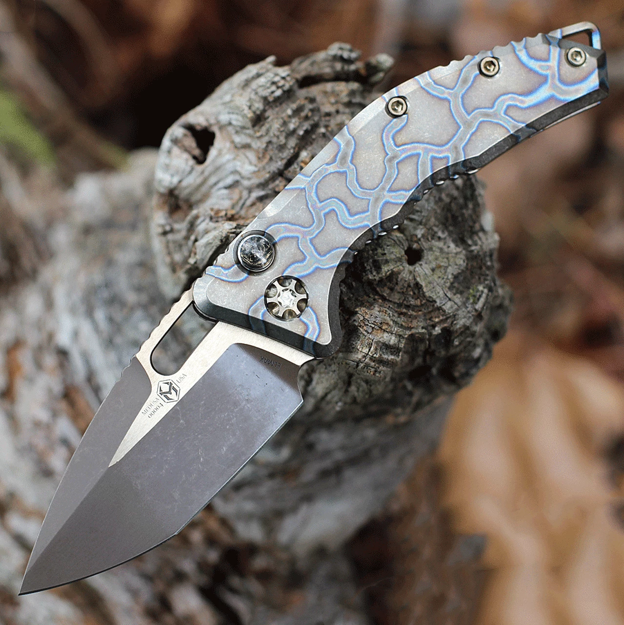 Heretic Knives Heretic Medusa Automatic - Flamed Ti (3" Elmax Tanto BW Bronze) H011-7A-FTi 2 Heretic Knives Heretic Medusa Automatic - Flamed Ti (3" Elmax Tanto BW Bronze) H011-7A-FTi - Image 2