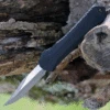 Heretic Knives Heretic Manticore S OTF Auto - Black Alum. (2.62" Elmax Bowie Battleworn) HO22B-5A