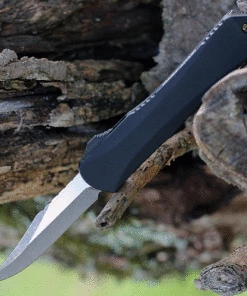 Heretic Knives Heretic Manticore S OTF Auto - Black Alum. (2.62" Elmax Bowie Battleworn) HO22B-5A