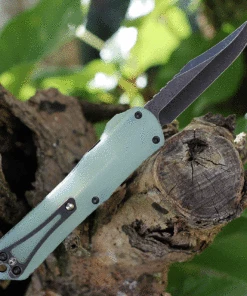 Heretic Knives Heretic Manticore E OTF Auto - Black Alum. and Jade G-10 (3.19" Elmax Black Bowie) H026B-8A-JADE