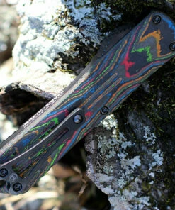 Heretic Knives Heretic Manticore E OTF Automatic - Awesome 80's CF / Blk Alum (3.2" Bowie Blk DLC SW) H026B-6A-CF80's -Buck Knives Sales H026B 6A CF80s.2 42966.1644262988