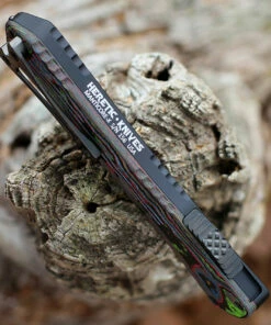 Heretic Knives Heretic Manticore X OTF Automatic - Awesome 80's CF / Blk Alum (3.7" Blk DLC Bowie) H030B-6A-CF80's -Buck Knives Sales H030B 6A CF80s.2 54148.1643064363