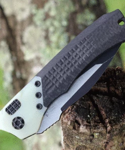 Heretic Knives Heretic Wraith V.2 Auto -Carbon Fiber and Jade (3.62" Elmax Battleworn Tanto) H100-8A-JADE -Buck Knives Sales H100 8A JADE.3 40809.1626804191