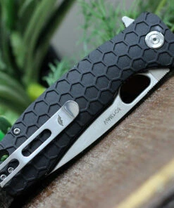 Honey Badger Knives Large Flipper HB1001, 3.63" 8Cr13MoV Satin Drop Point Plain Blade, Black FRN Handle -Buck Knives Sales HB1001.3 22378.1616608457