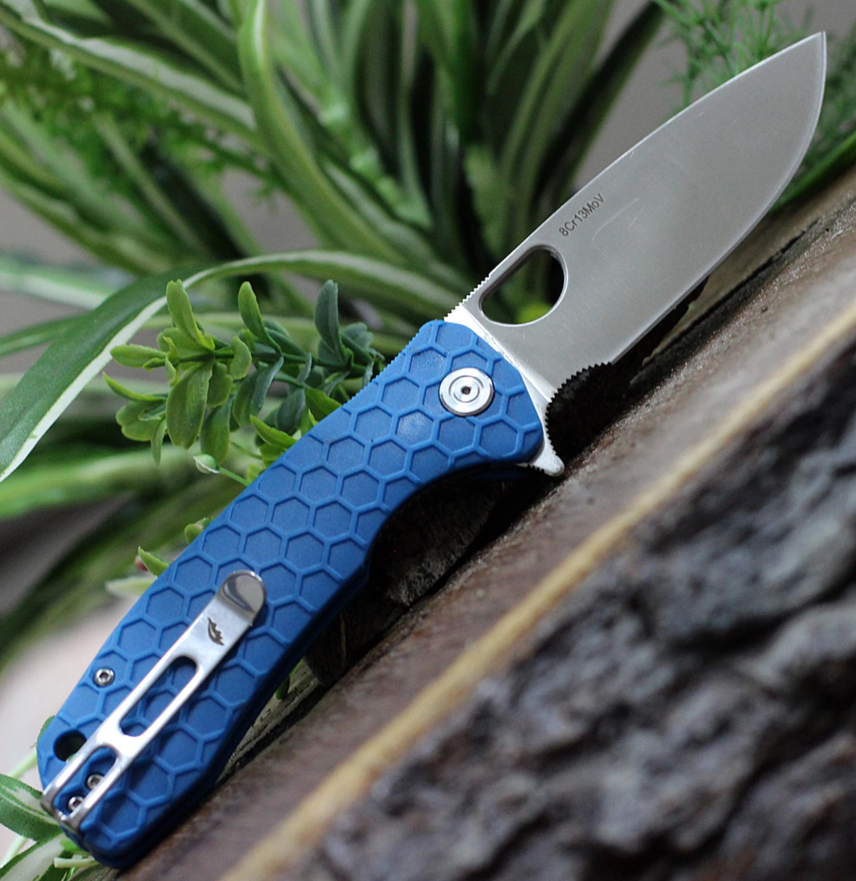 Honey Badger Knives Large Flipper HB1004, 3.63" 8Cr13MoV Satin Drop Point Plain Blade, Blue FRN Handle 2 Honey Badger Knives Large Flipper HB1004, 3.63" 8Cr13MoV Satin Drop Point Plain Blade, Blue FRN Handle - Image 2