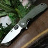 Honey Badger Knives Medium Flipper HB1013, 3.19" 8Cr13MoV Satin Drop Point Plain Blade, Green FRN Handle