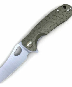 Honey Badger Knives Large Warncleaver Flipper HB1033, 3.63" 8Cr13MoV Satin Warncleaver Plain Blade, Green FRN Handle
