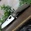 Honey Badger Knives Small Warncleaver Flipper HB1046, 2.75" 8Cr13MoV Satin Warncleaver Plain Blade, Tan FRN Handle