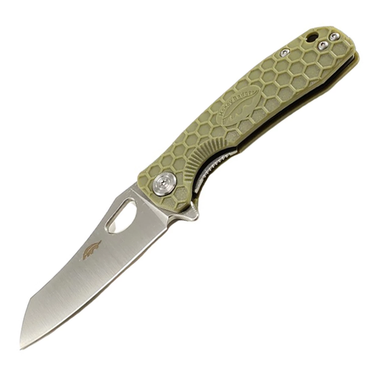 Honey Badger Knives Small D2 Wharncleaver Flipper HB1169, 2.75" D2 Wharncleaver Blade, Green FRN Handle 1 Honey Badger Knives Small D2 Wharncleaver Flipper HB1169, 2.75" D2 Wharncleaver Blade, Green FRN Handle