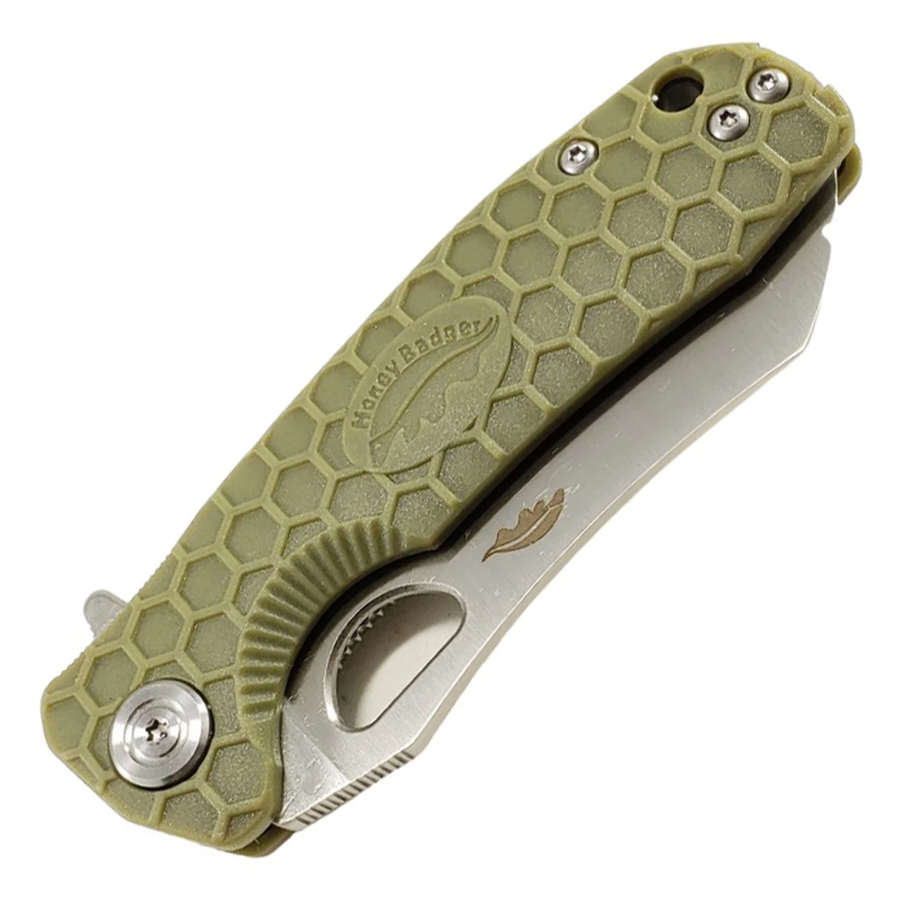 Honey Badger Knives Small D2 Wharncleaver Flipper HB1169, 2.75" D2 Wharncleaver Blade, Green FRN Handle 2 Honey Badger Knives Small D2 Wharncleaver Flipper HB1169, 2.75" D2 Wharncleaver Blade, Green FRN Handle - Image 2
