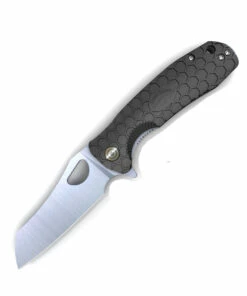 Honey Badger Knives Large D2 Warncleaver Flipper HB1104, 3.63" D2 Satin Warncleaver Plain Blade, Black FRN Handle