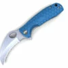 Honey Badger Knives Medium D2 Claw Flipper HB1128, 3.0" D2 Claw Serrated Blade, Blue FRN Handle