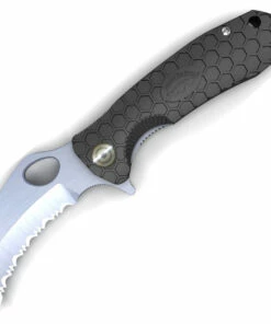 Honey Badger Knives Small Claw Flipper HB1151, 2.75" 8Cr13Mov Claw Serrated Blade, Black FRN Handle